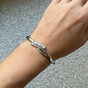 Elegant Silver Bracelet with CZ crystal Accents